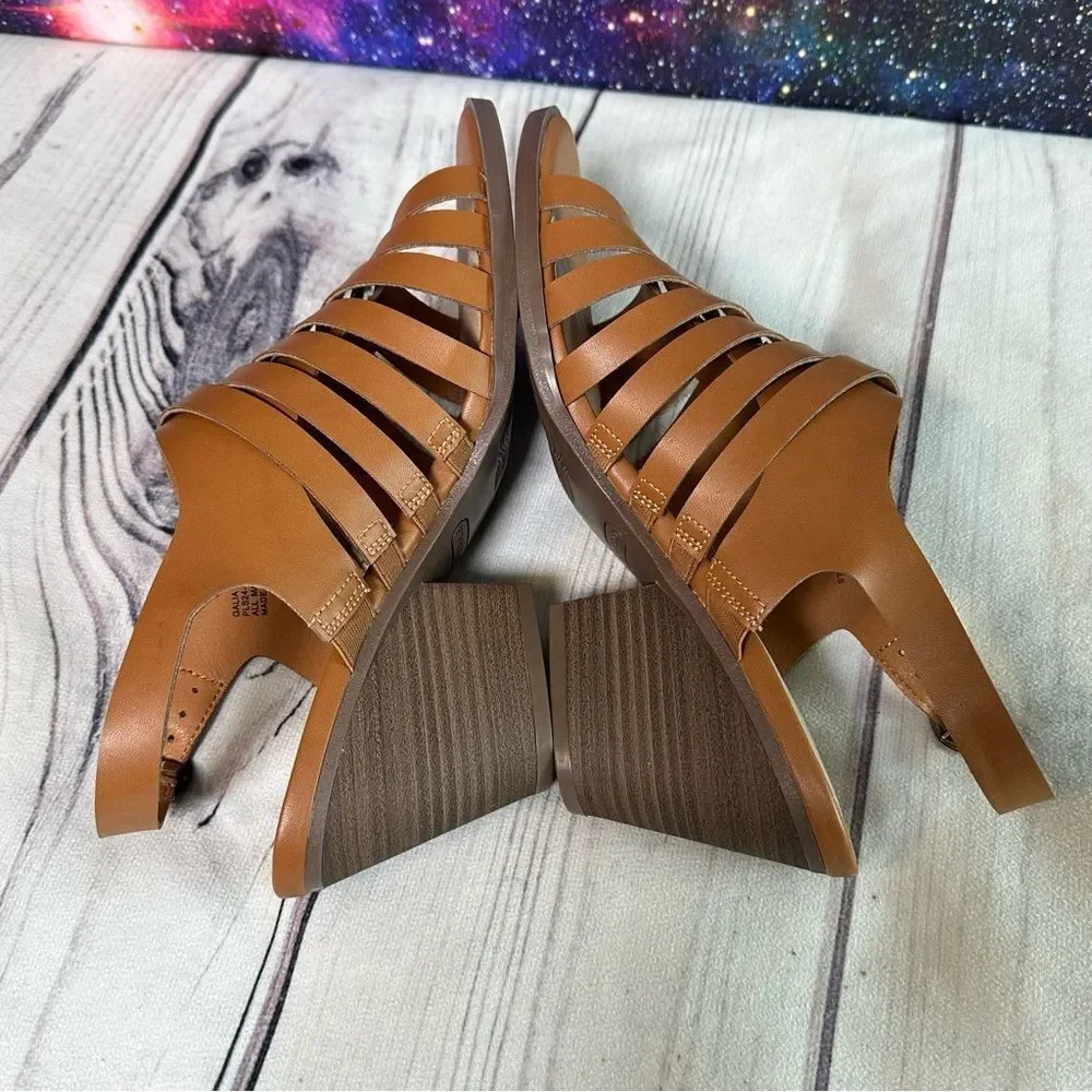 Frye and Co Sandals Womens Sz 11‎ Brown Galia Block Heel Vegan Leather Shoes